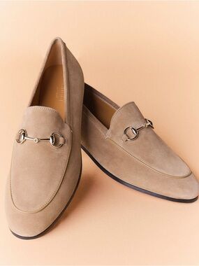 Gucci Men's Suede Bit Loafers in Beige